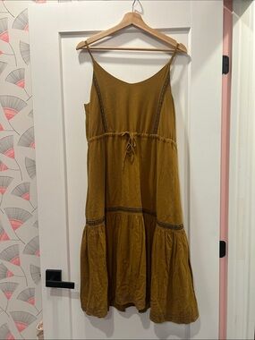 Frank & Oak Tan Spaghetti Strap Tiered Dress